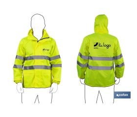 CHAQUETA DE LLUVIA DE ALTA VISIBILIDAD MODELO PÓLUX AMARILLA TALLA XL